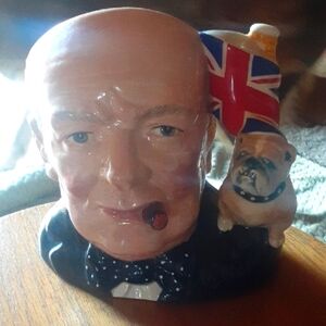 Winston Churchill Ceramic Jug with British Flag and Bulldog